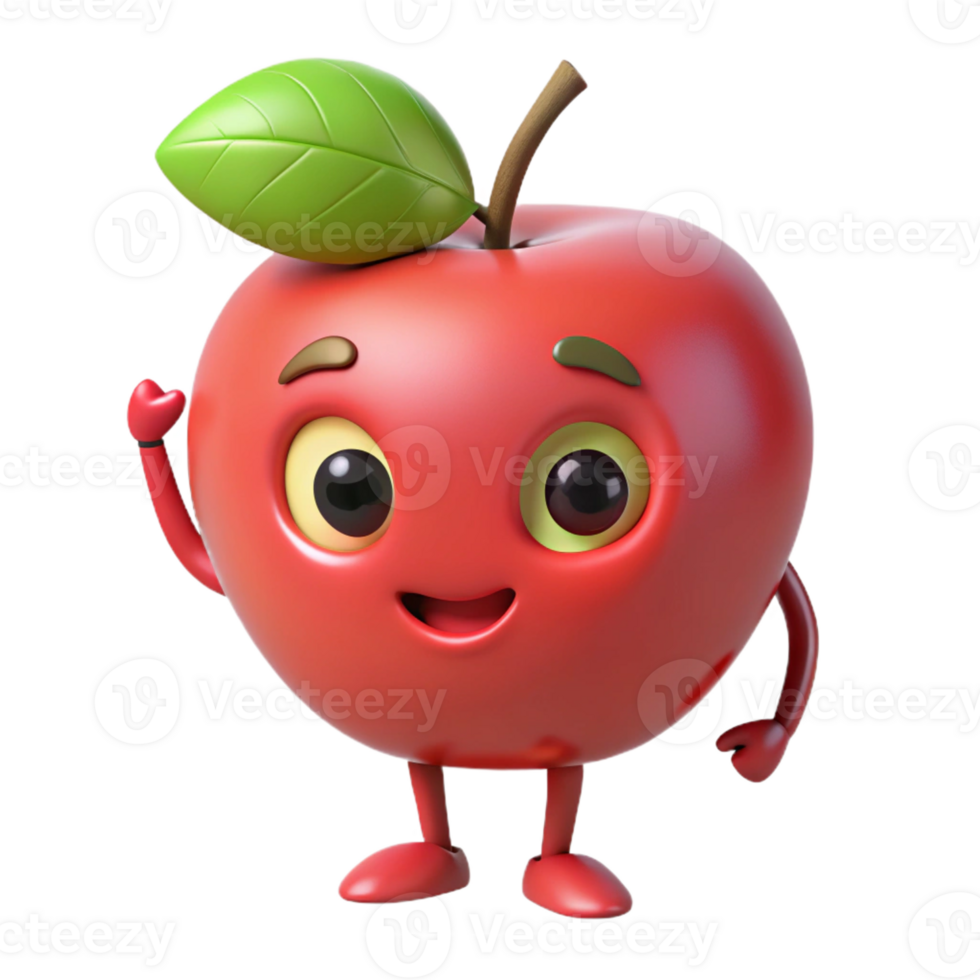 serene calm surreal Apple character with a small, leaf stem. Scalable, crisp edges, flat color with Scalable Design. perfect clarity png