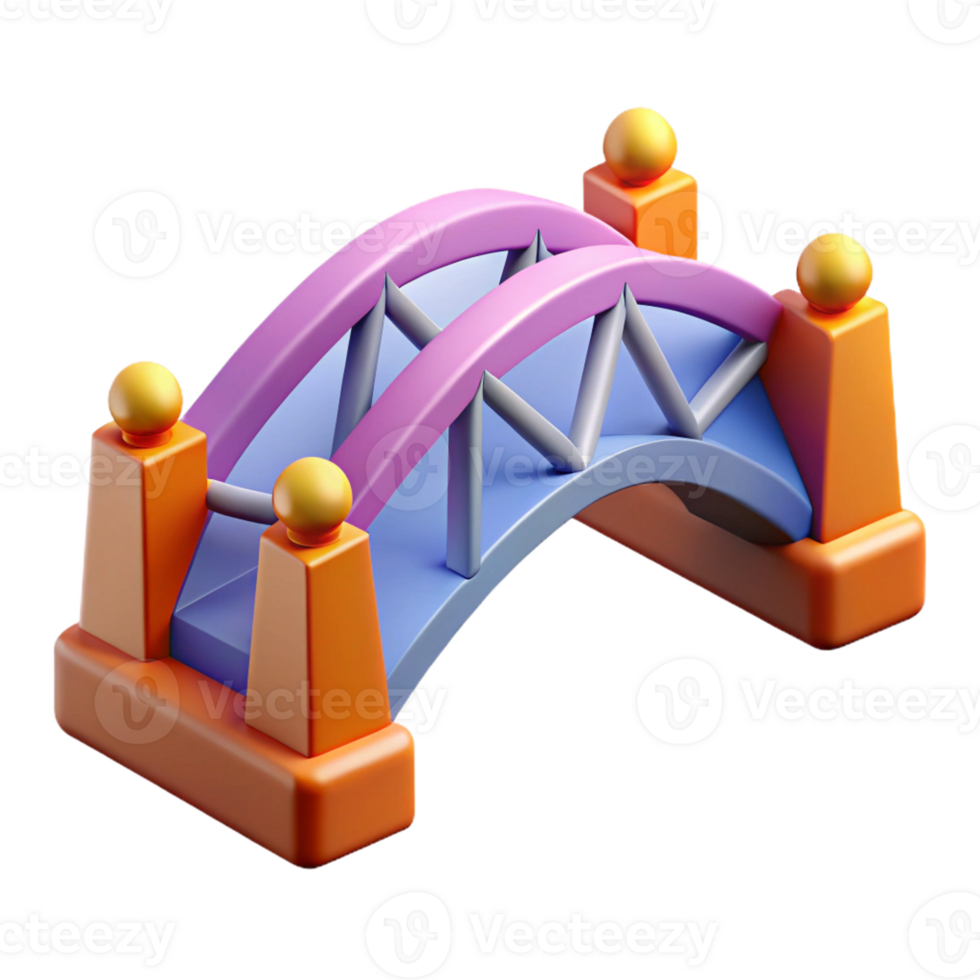 impressive mysterious avant-garde Symmetrical bridge design, geometric shapes, flat color with Scalable Design. crisp png