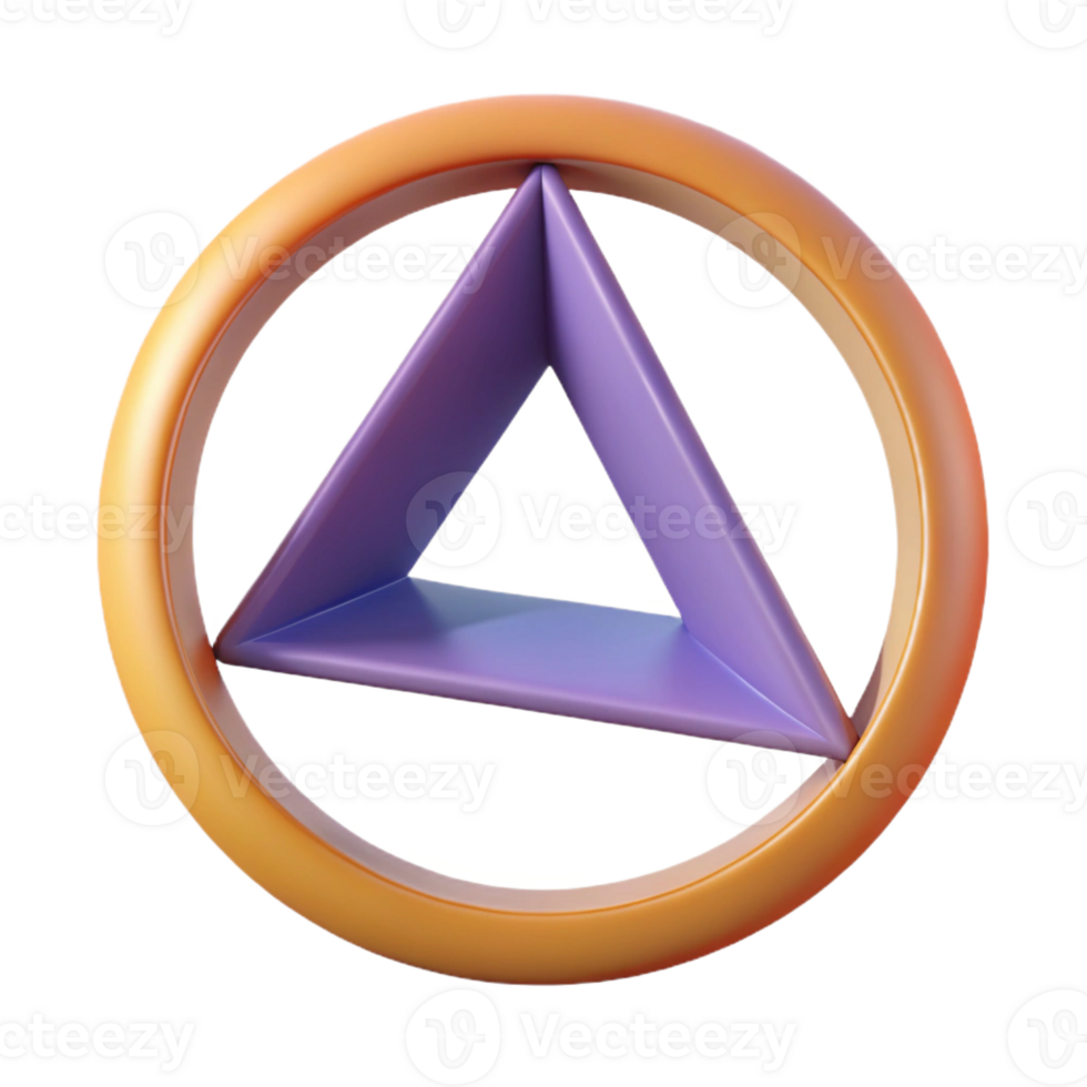 passionate striking Geometric monoline circle with triangle inside. Scalable, single-weight stroke, flat color with Scalable Design. high quality png