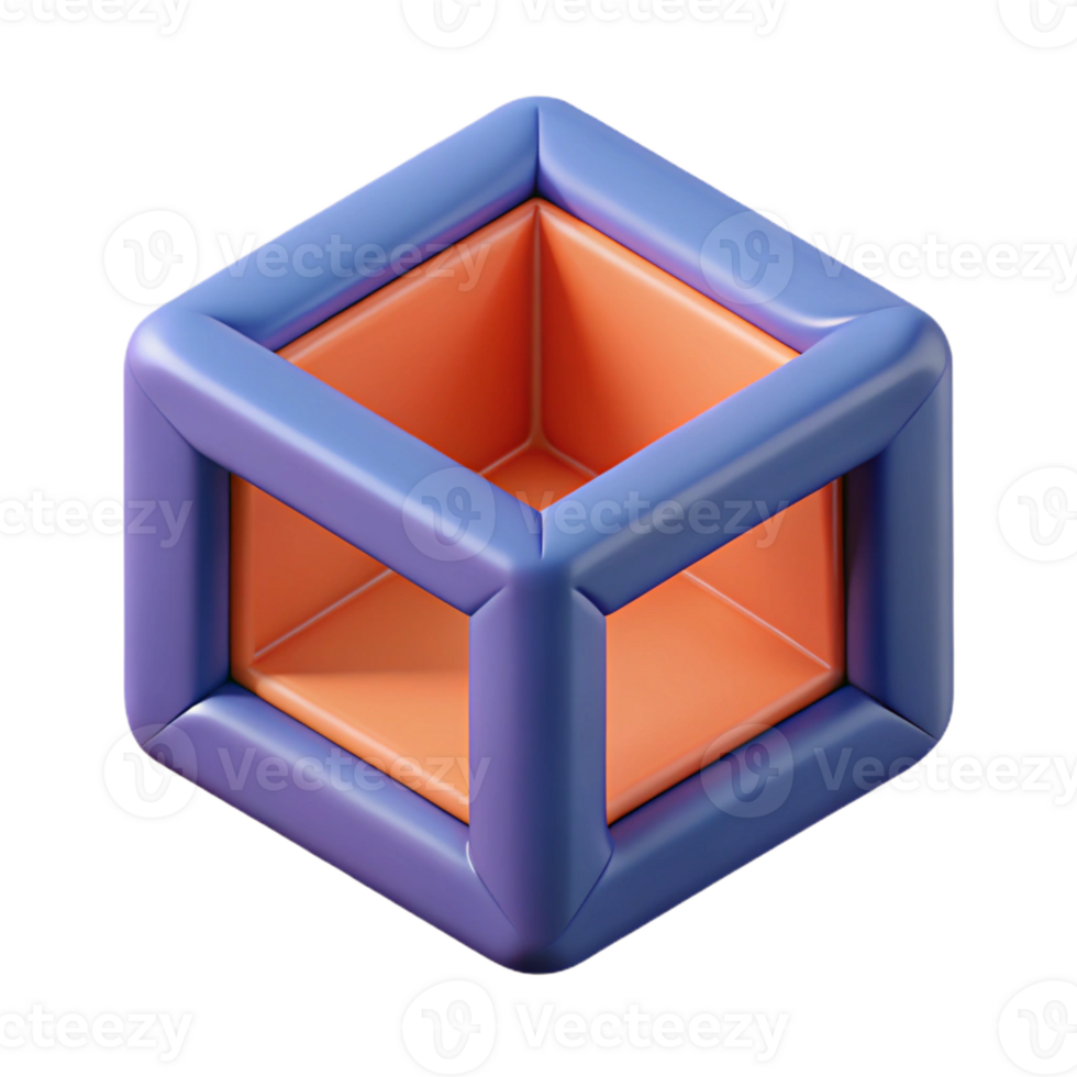 iconic contemporary Geometric cube. Flat color, symmetrical design with Scalable Design. high resolution png