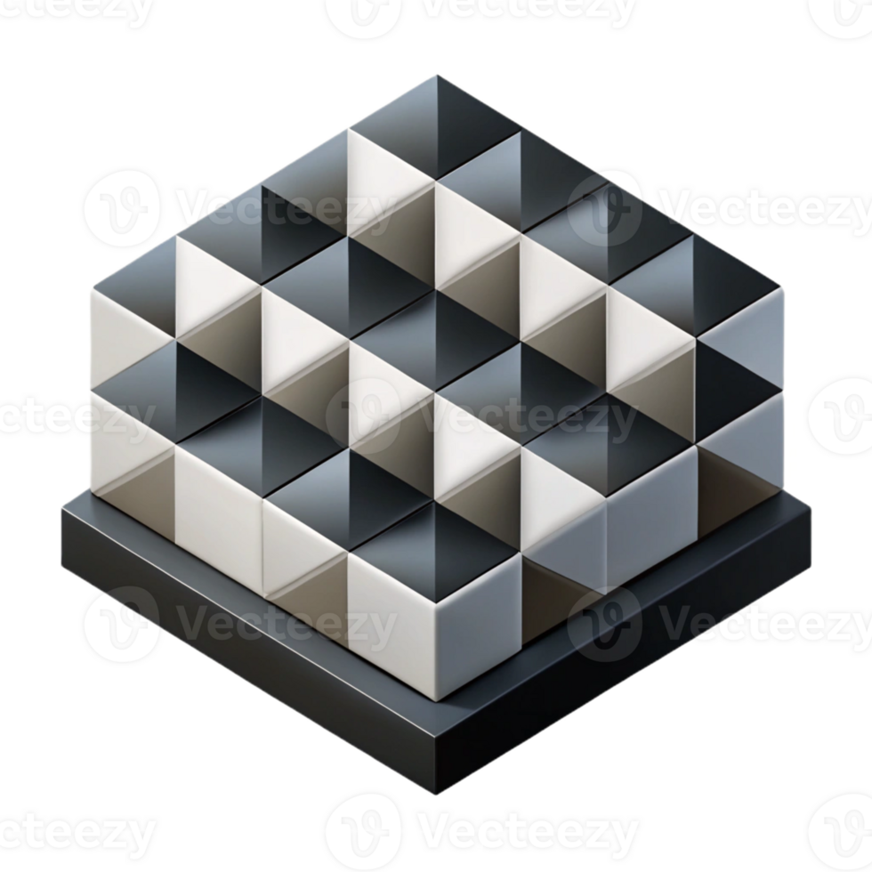 striking tropical Geometric isometric pattern with clean lines and alternating black and white tiles with Scalable Design. masterfully captured png