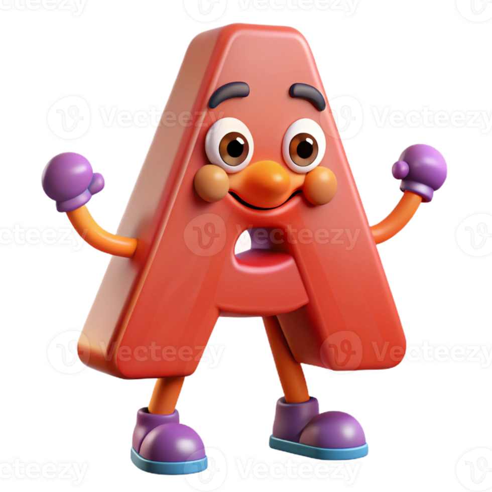 exceptional traditional Letter A character with arms and legs. Single-weight stroke, flat color, minimal design with Scalable Design. top-tier png
