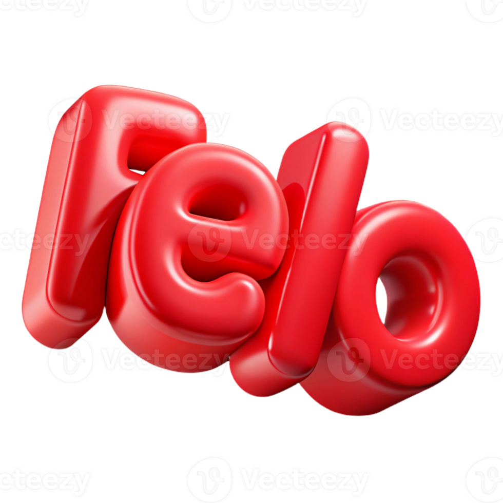 exemplary avant-garde Bold, sans-serif HELLO in vibrant red. Clean lines, flat color with Scalable Design. artisan png