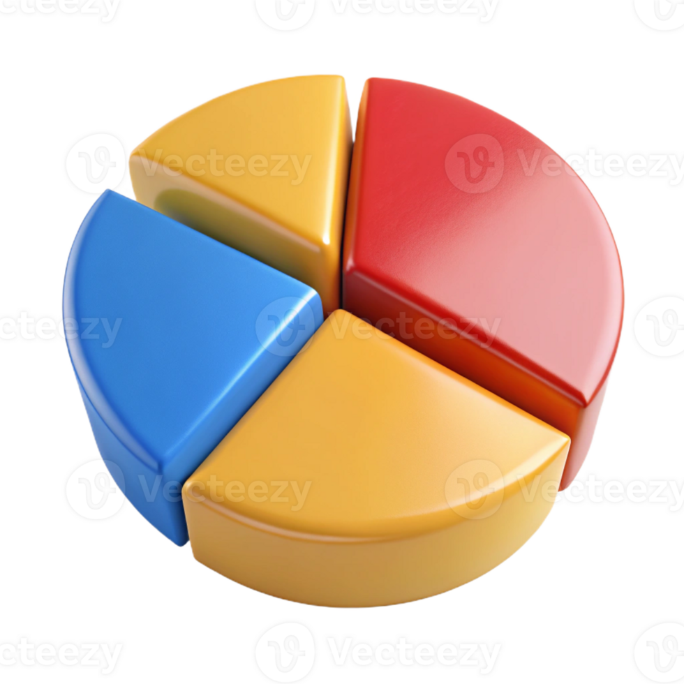 harmonious spectacular Pie chart divided into four sections, contrasting flat colors. Crisp edges, clean lines, with Scalable Design. crisp png