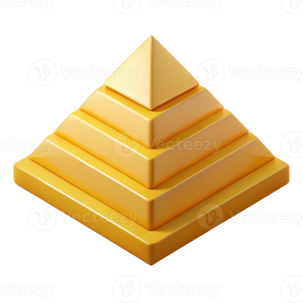 wonderful creative Symmetrical isometric pyramid with clean lines and yellow color with Scalable Design. fine detail png