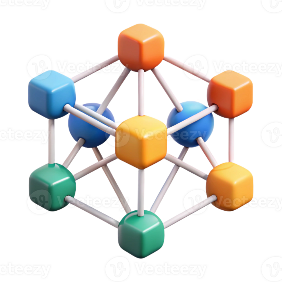 majestic intense minimalist Abstract network nodes, geometric shapes, flat color with Scalable Design. precision png
