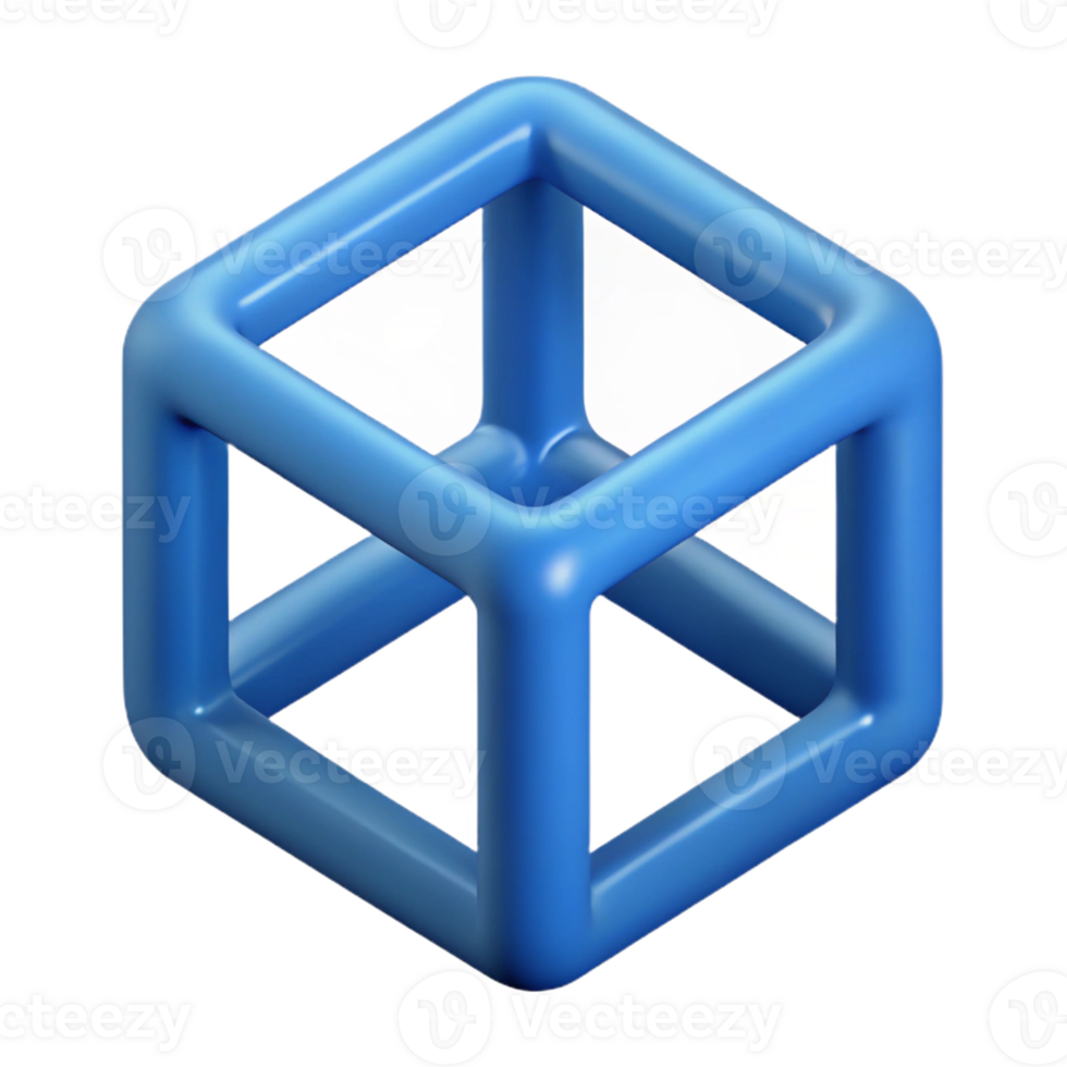 rare abstract Geometric outline of a cube. Minimal, crisp edges with Scalable Design. fine detail png