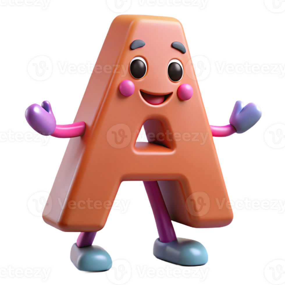 radiant rustic Letter A character with arms and legs. Single-weight stroke, flat color, minimal design with Scalable Design. ultra HD png