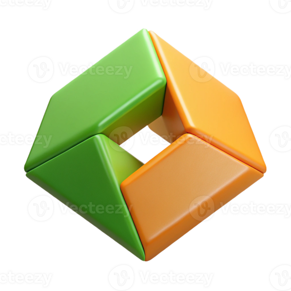 pristine geometric Intersecting trapezoids, orange and green. Flat color, crisp edges. with Scalable Design. 4K png