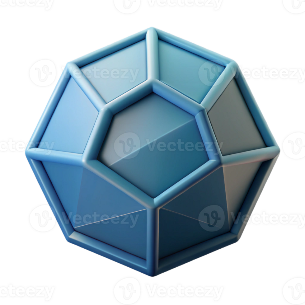 picturesque whimsical organic Isometric drawing of a dodecahedron. Symmetrical, minimal, flat color with Scalable Design. detailed png
