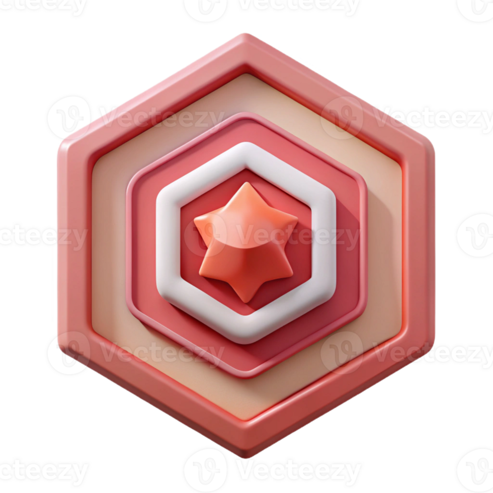 sumptuous reflective rustic Pentagon badge, concentric pentagons. Scalable, clean lines, flat color with Scalable Design. sharp png