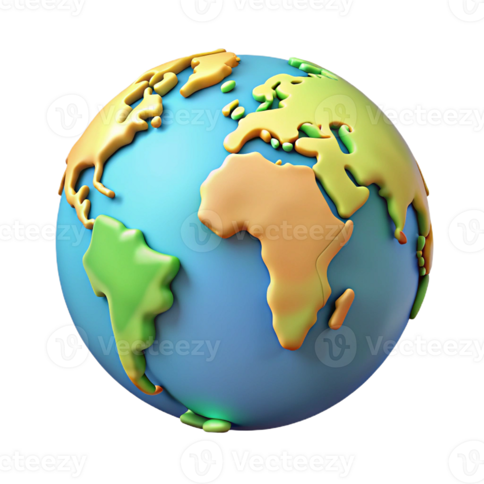exquisite romantic organic World map with highlighted continents. Flat color, crisp edges, single-weight stroke with Scalable Design. museum quality png