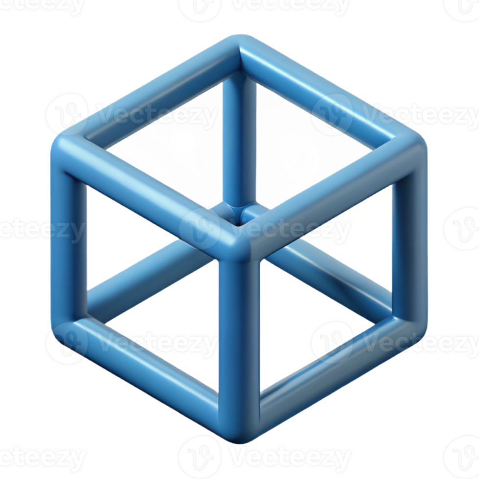 nostalgic hypnotic Geometric outline of a cube. Minimal, crisp edges with Scalable Design. perfect clarity png