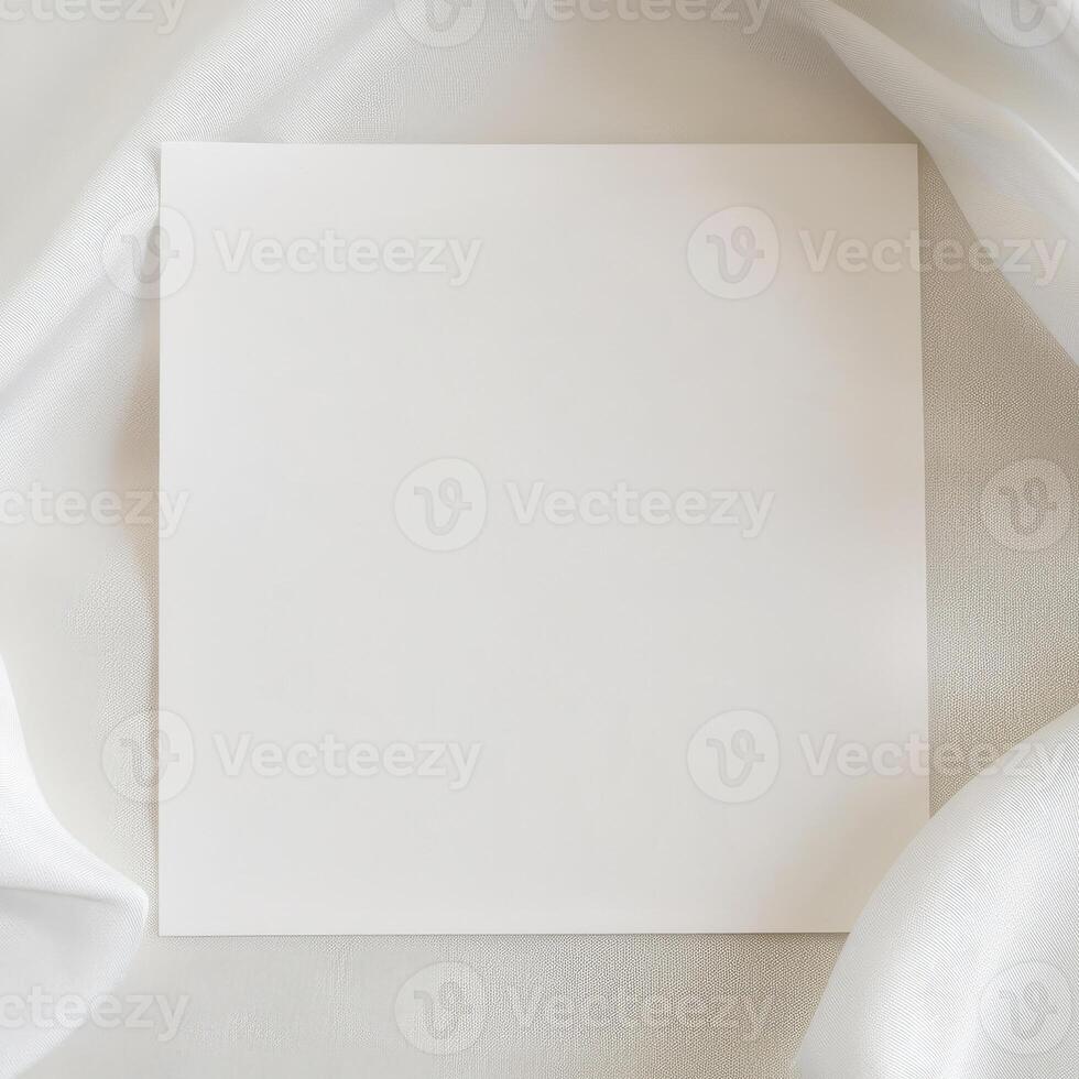 Empty white canvas with soft cloth background photo
