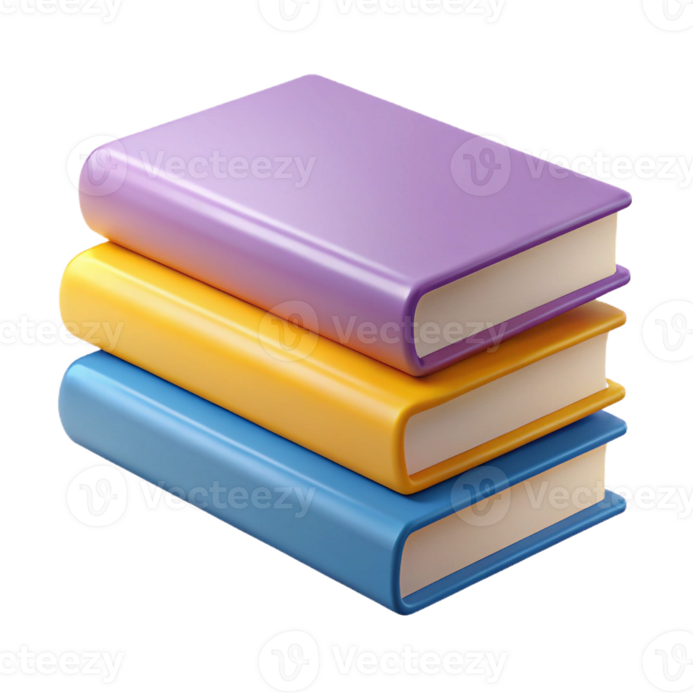 notable mid-century Stack of three books, different flat colors. Crisp edges, minimal design with Scalable Design. fine detail png