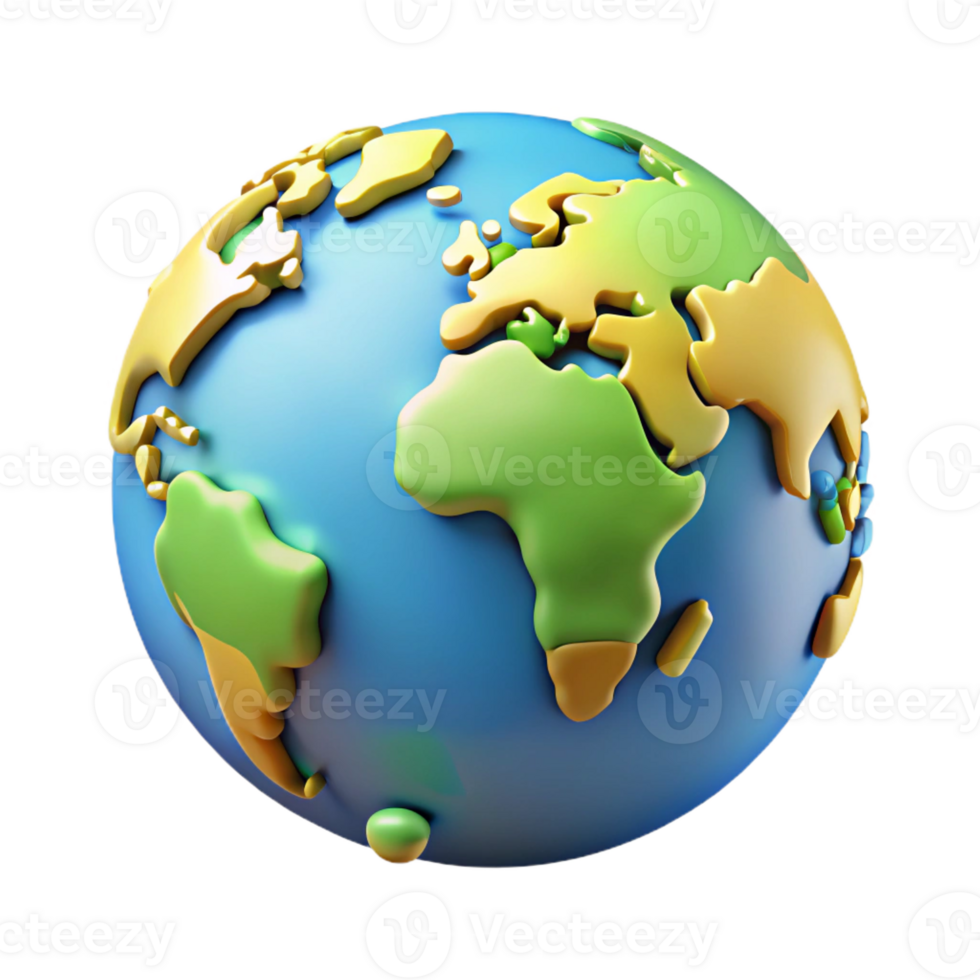 nostalgic impressive World map with highlighted continents. Clean lines, flat color, with Scalable Design. crisp png