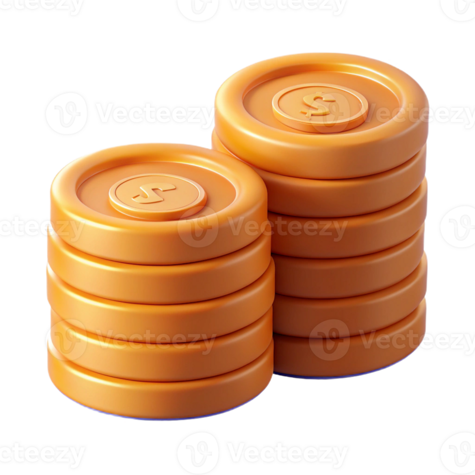picturesque melancholic futuristic A stack of coins representing finance. Crisp edges, scalable, flat color with Scalable Design. professional png