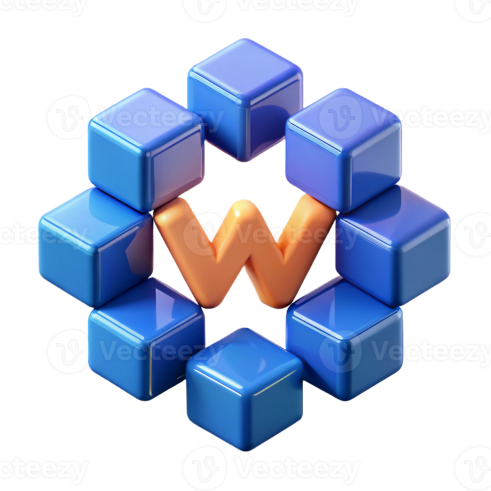 dreamy beautiful Geometric W formed from connected squares. Clean lines, flat color with Scalable Design. exclusive png