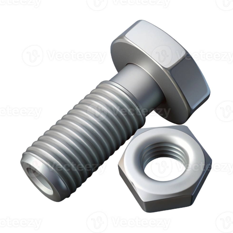 stunning whimsical nordic Technical illustration of a bolt and nut. Clean lines, with Scalable Design. perfect clarity png