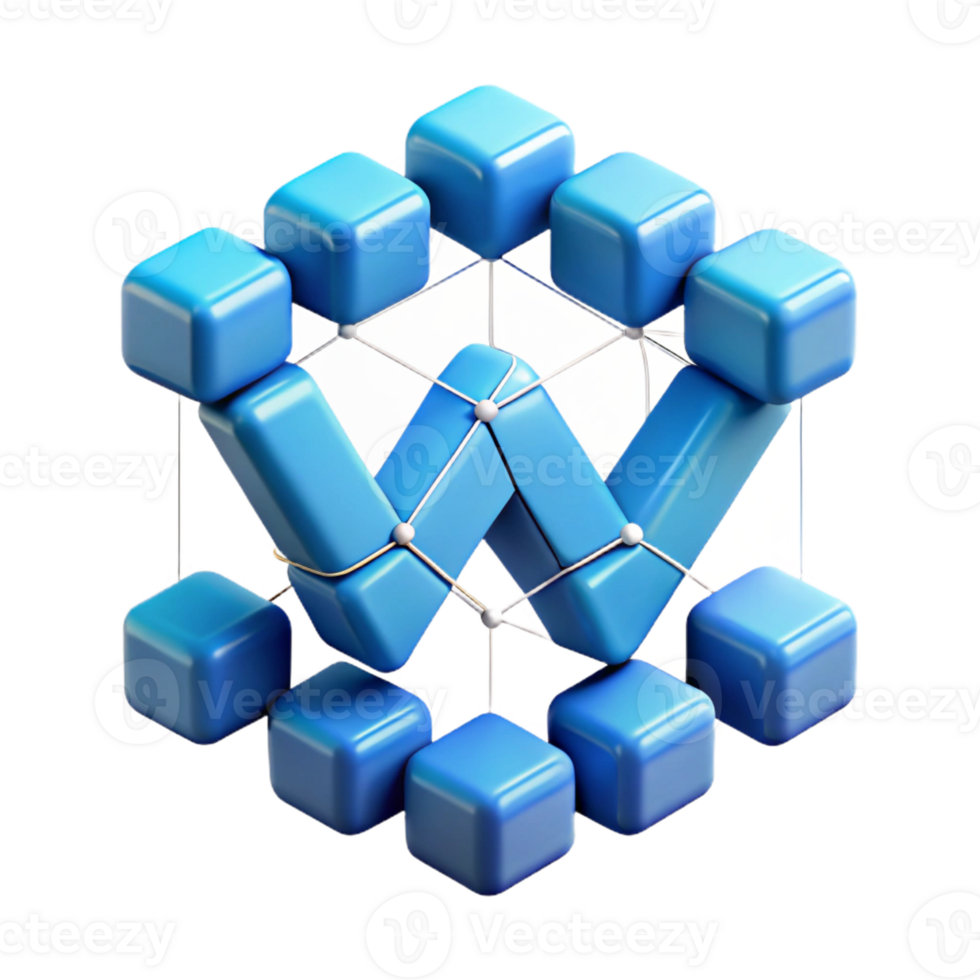 stunning distinctive Geometric W formed from connected squares. Clean lines, flat color with Scalable Design. png