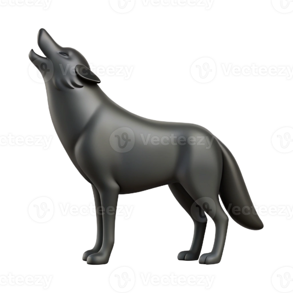 distinctive industrial Silhouette of a howling wolf. Clean lines, minimal design, flat black color with Scalable Design. high quality png