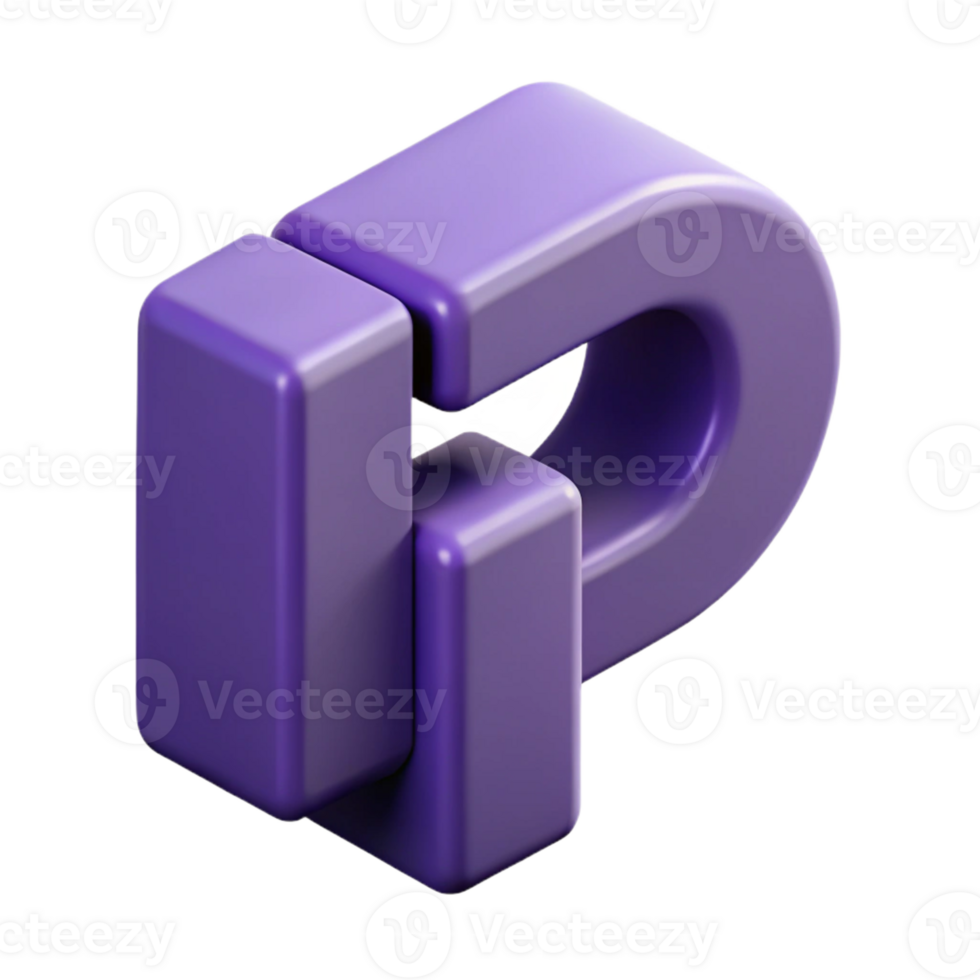 acclaimed renaissance Minimal P with geometric form and clean lines, flat violet with Scalable Design. fine detail png