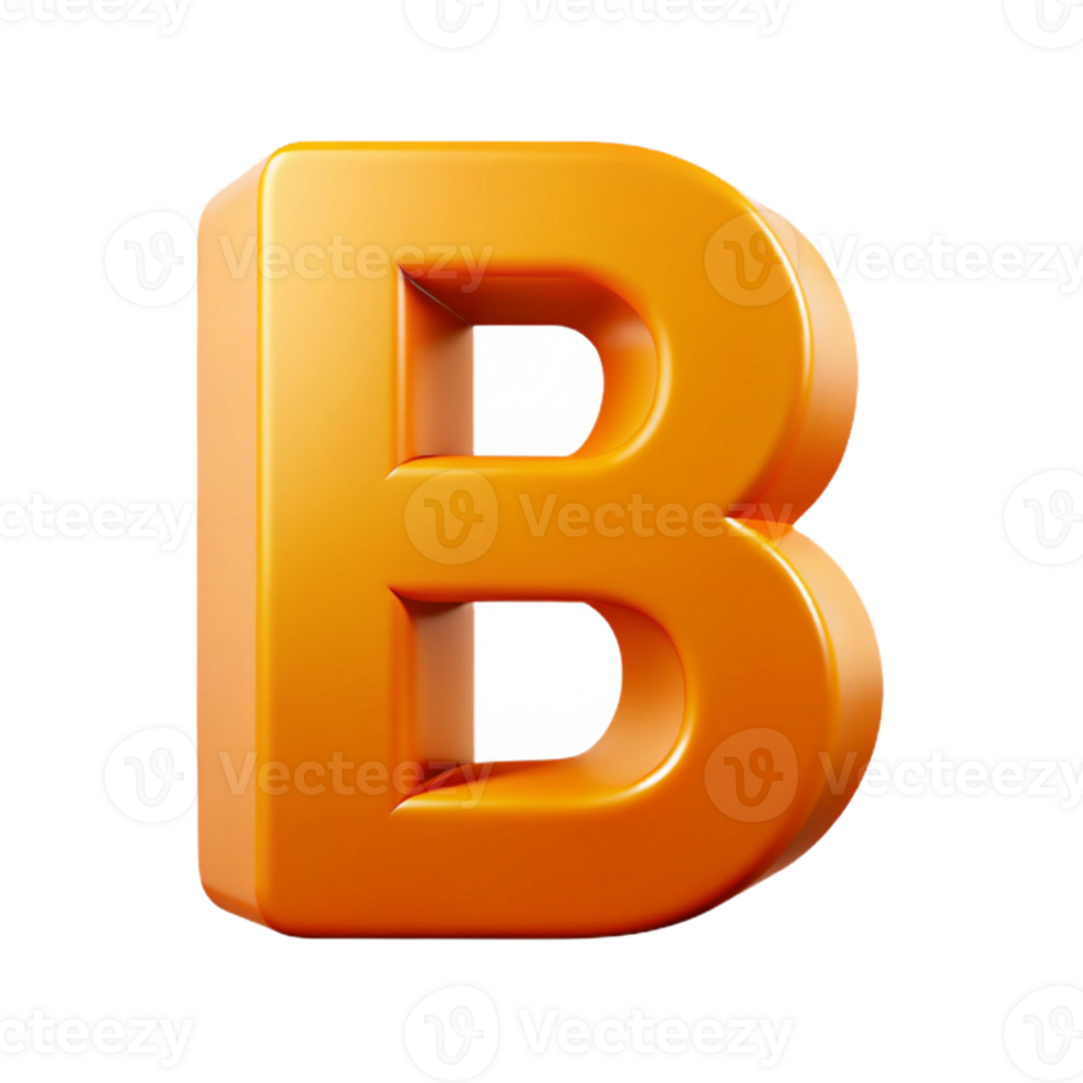 stunning surreal Minimal B with clean lines and sharp edges, flat orange with Scalable Design. studio quality png