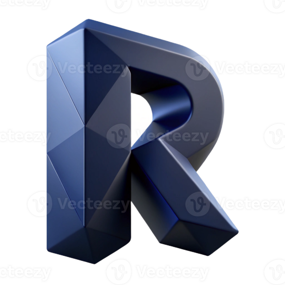 joyful elegant Geometric R with sharp edges. Flat navy blue with Scalable Design. genuine png