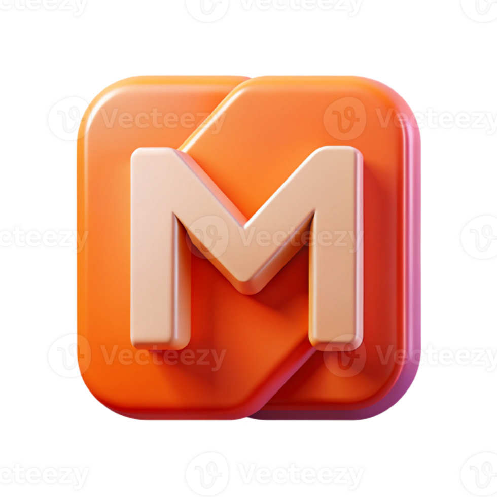 beautiful joyful impressionist Logo with a stylized letter M using rectangular shapes. Clean lines, flat color, with Scalable Design. ultra HD png