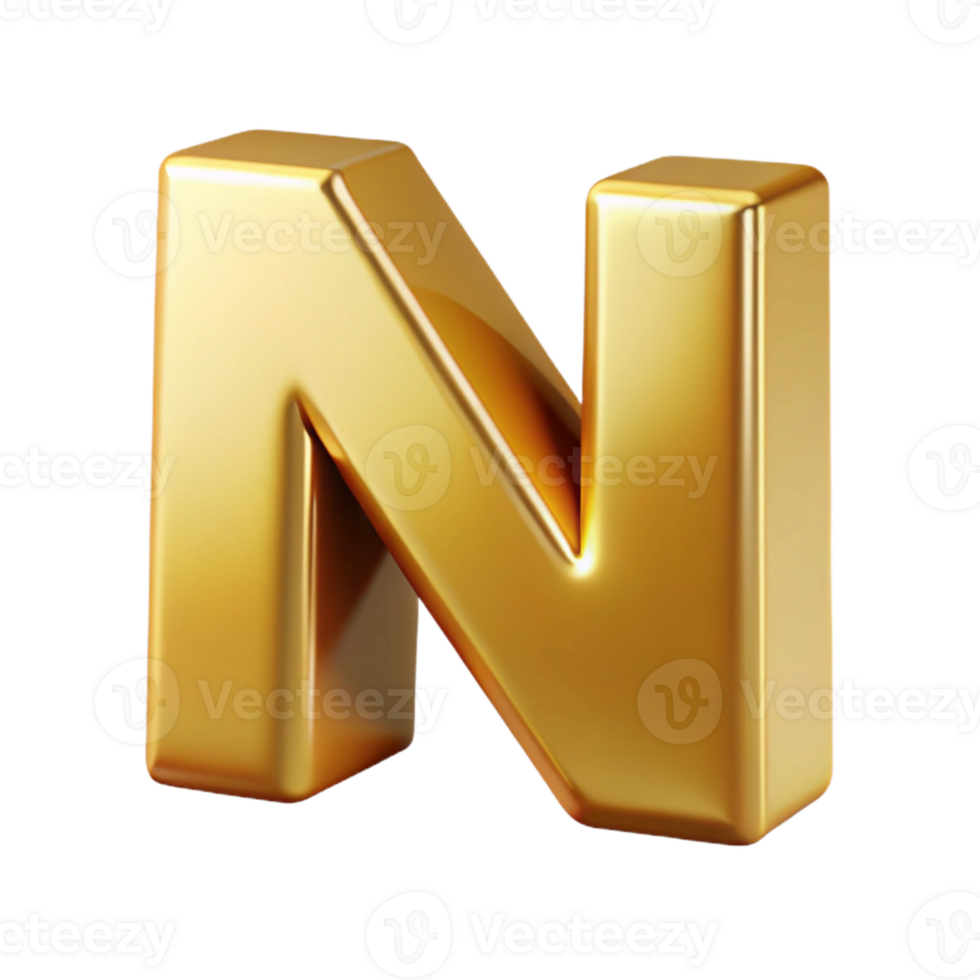 energetic beautiful Clean lines N with sharp edges. Flat gold with Scalable Design. flawless png