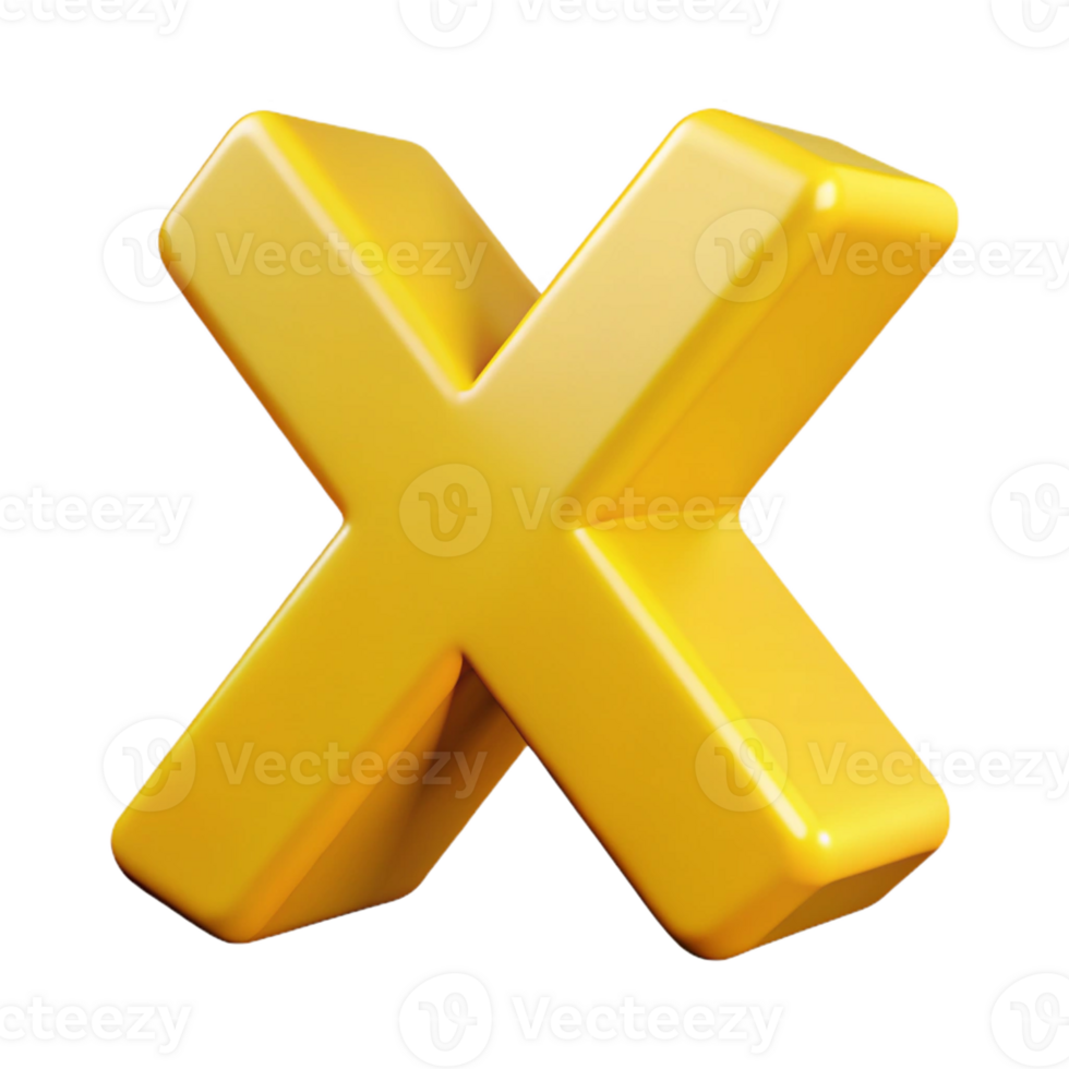timeless organic Single-weight stroke X with sharp edges and flat yellow color with Scalable Design. top-tier png