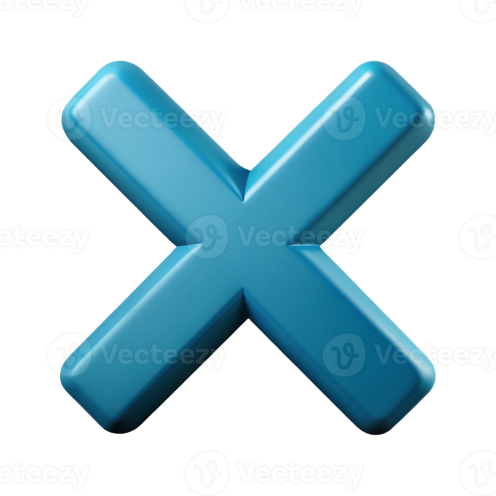 energetic impressive Pictogram of an X mark. Clean lines, symmetrical, flat color with Scalable Design. ultra HD png