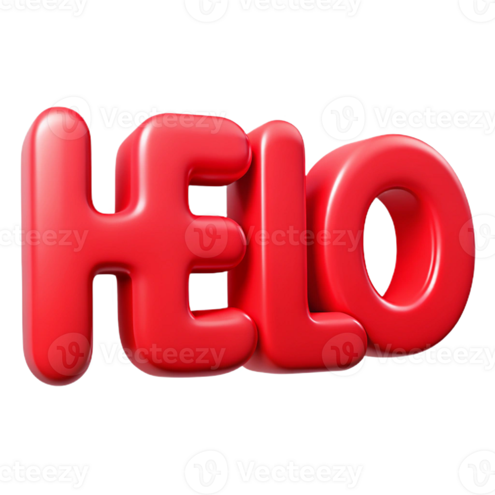 serene urban Bold, sans-serif HELLO in flat red. Clean lines, crisp edges with Scalable Design. original png
