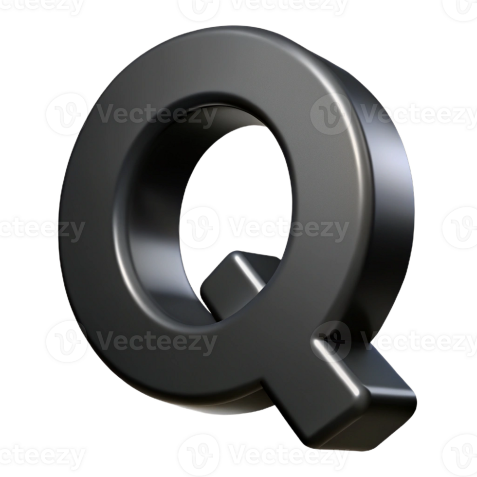 beautiful notable Clean lines Q in flat black. Crisp edges, with Scalable Design. png