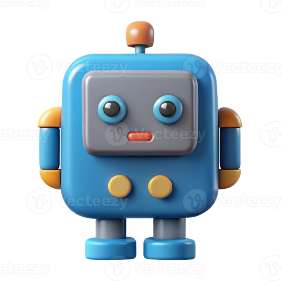 wonderful playful industrial Square-shaped robot with rounded corners. Flat color, geometric, minimal with Scalable Design. detailed png