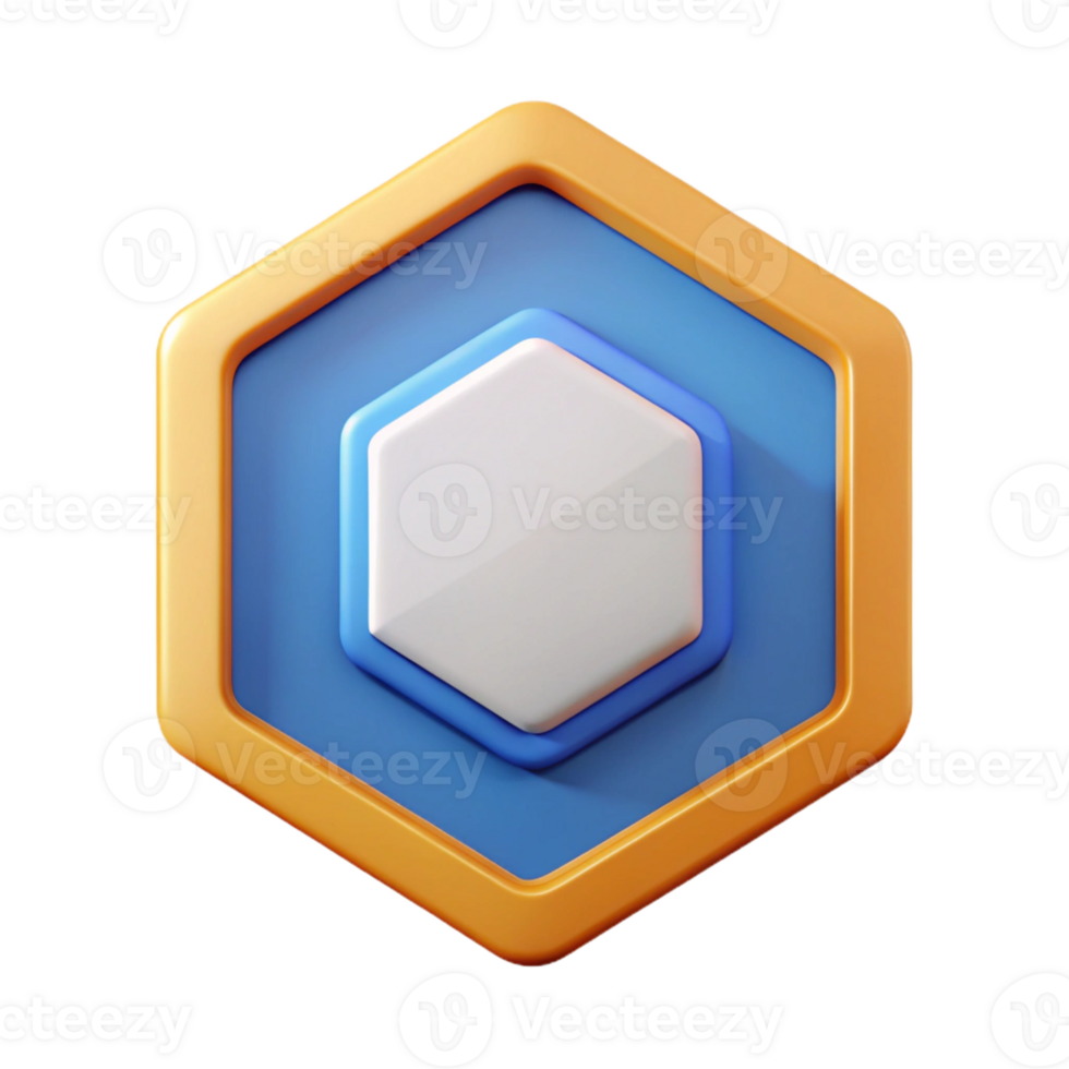 gorgeous whimsical vintage Hexagonal badge with bold outline. Clean lines, crisp edges, with Scalable Design. 8K png