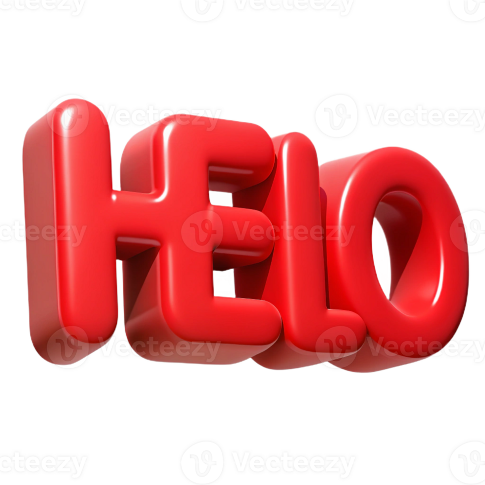 timeless industrial Bold, sans-serif HELLO in flat red. Clean lines, crisp edges with Scalable Design. luxury png