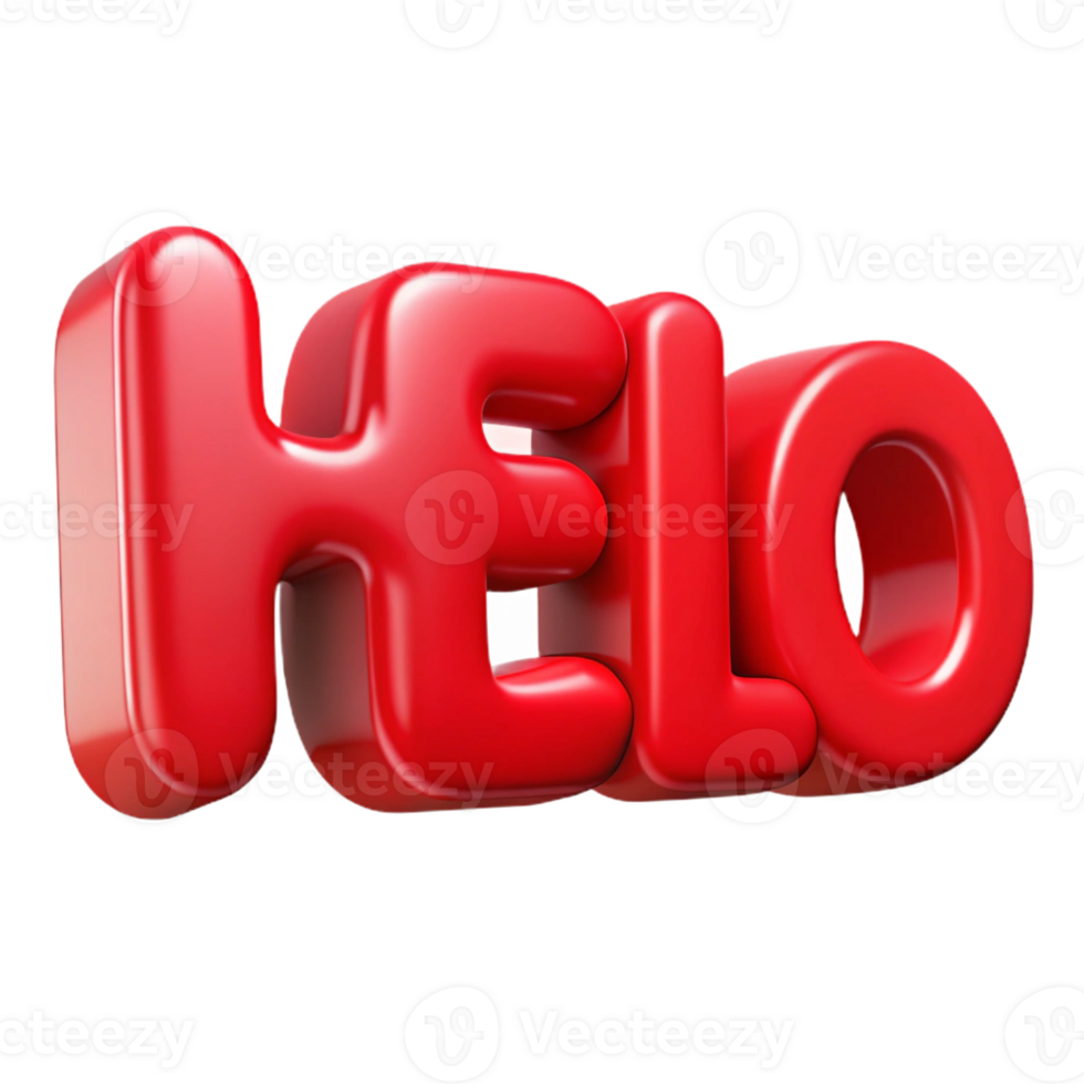 nostalgic breathtaking Bold, sans-serif HELLO in flat red. Clean lines, crisp edges with Scalable Design. crisp png