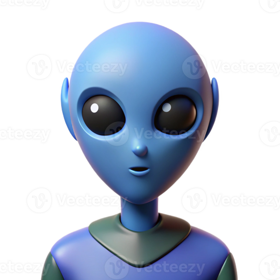 pristine modern A stylized alien with a large, oval head. Clean lines, flat color. with Scalable Design. refined png