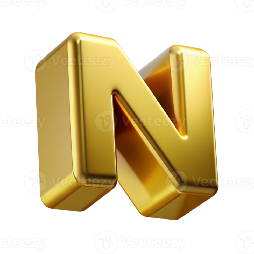 iconic mid-century Clean lines N with sharp edges. Flat gold with Scalable Design. ultra HD png