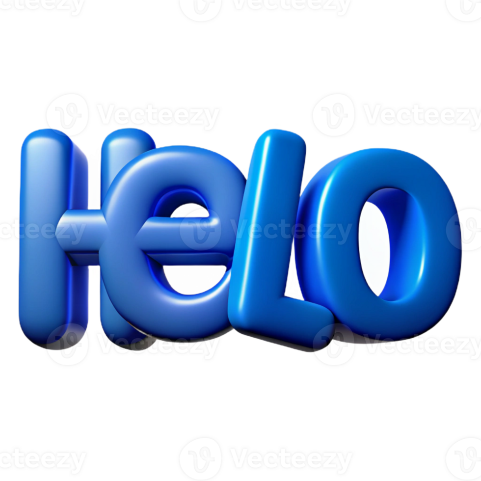 alluring modern Bold, sans-serif HELLO in flat blue. Clean lines, crisp edges with Scalable Design. sharp png