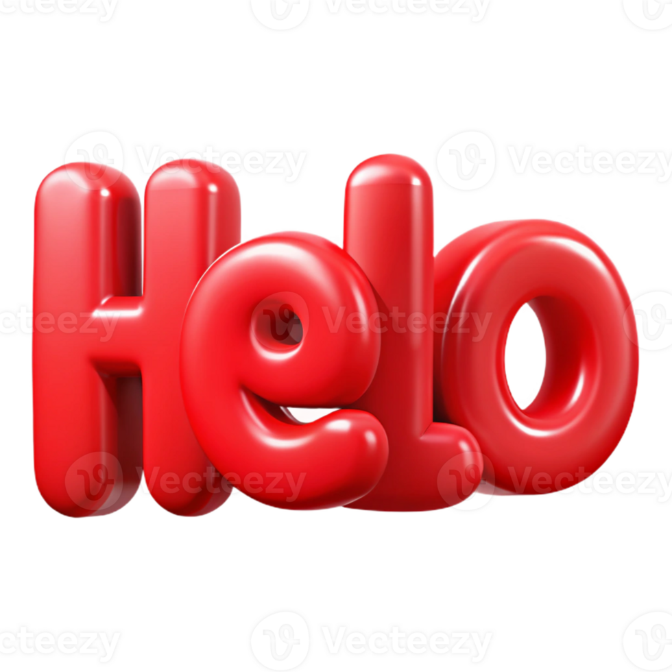 exquisite bold modern Bold, sans-serif HELLO in flat red. Clean lines, crisp edges with Scalable Design. expertly shot png