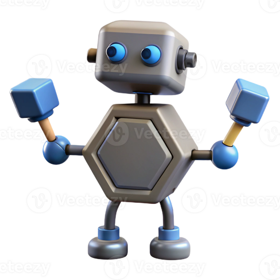 pristine memorable Hexagon-shaped robot with geometric arms. Single-weight stroke, minimal, with Scalable Design. png