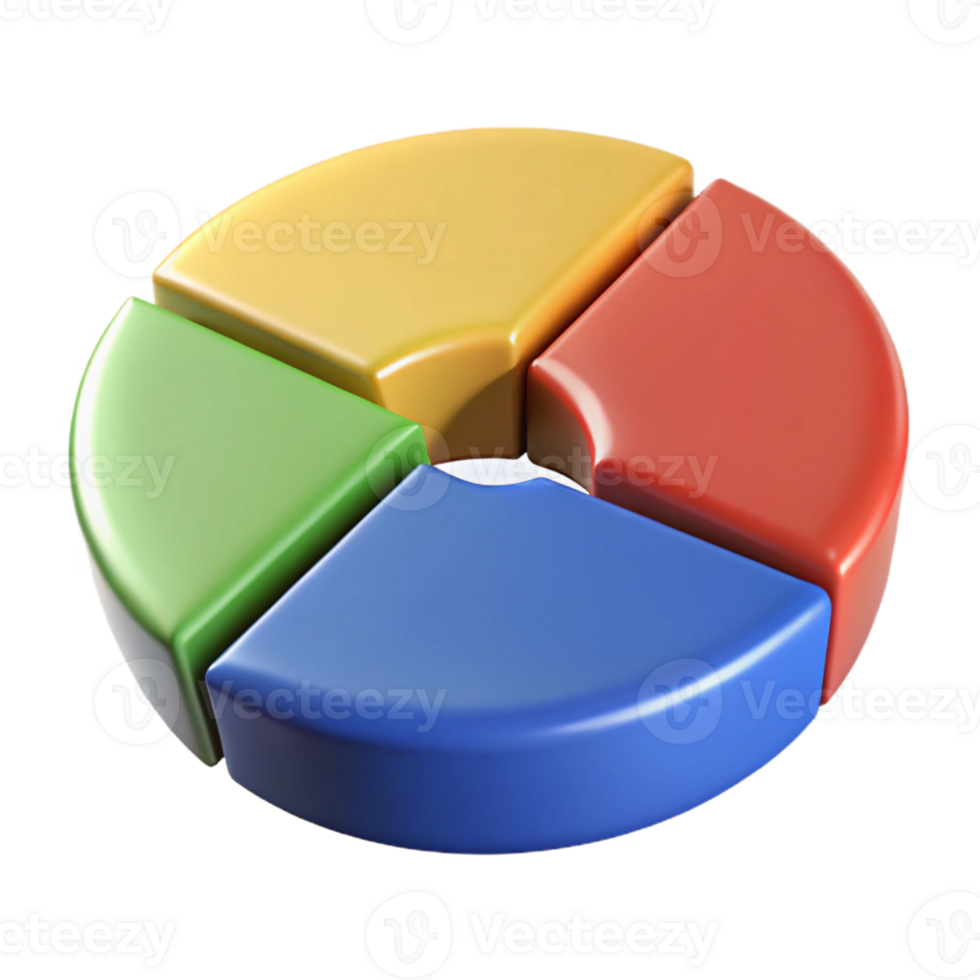 quintessential artistic Circular pie chart divided into four segments. Crisp edges, solid colors, with Scalable Design. museum quality png