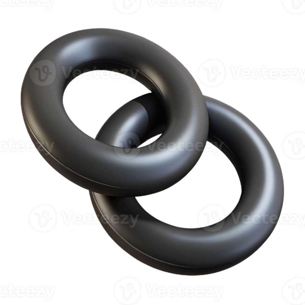 wonderful contemporary Interlocking circles forming a simple chain. Flat black color. with Scalable Design. detailed png