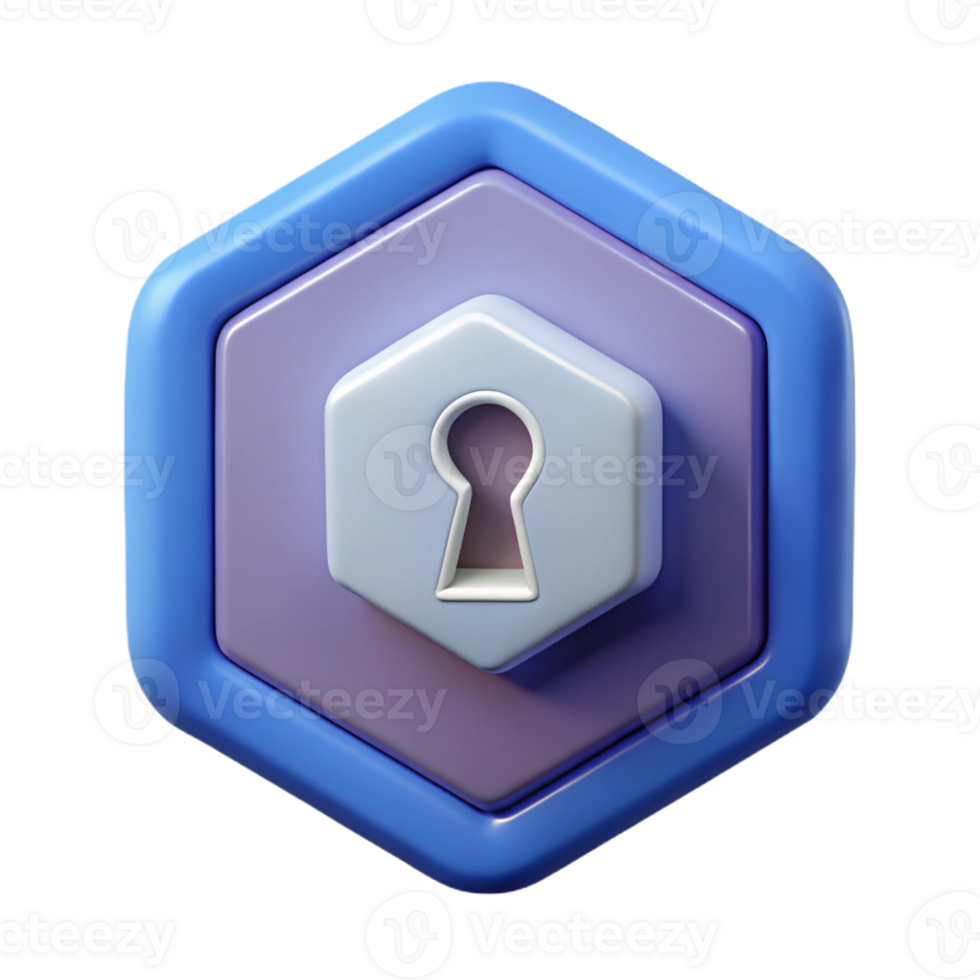 nostalgic exquisite Hexagonal badge with a keyhole icon. Clean lines, scalable, single-weight stroke with Scalable Design. high quality png