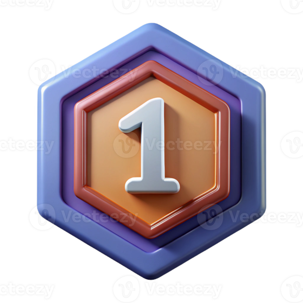 standout victorian Pentagon badge with a number one. Flat color, crisp edges, with Scalable Design. artisan png