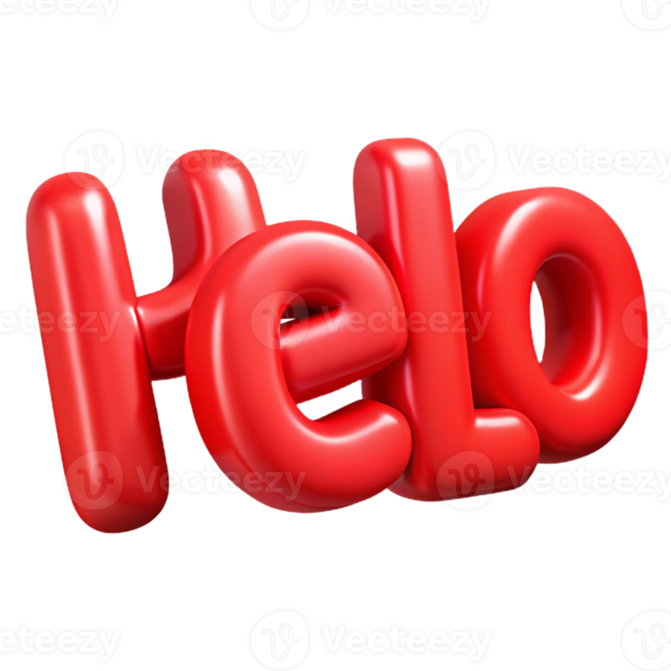 joyful hypnotic Bold, sans-serif HELLO in flat red. Clean lines, crisp edges with Scalable Design. high quality png