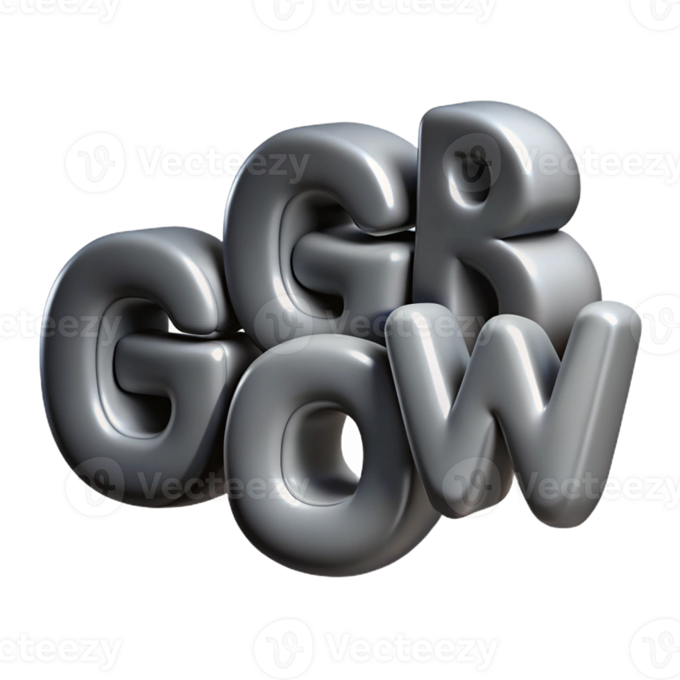 captivating rustic Scalable, minimal GROW in gray. Single-weight stroke, geometric design with Scalable Design. 4K png