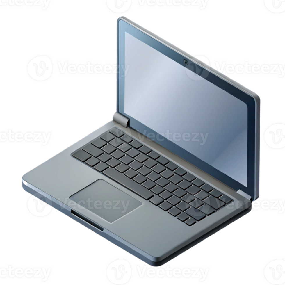 gorgeous unparalleled Isometric laptop, flat grey color, crisp edges, symmetrical with Scalable Design. png